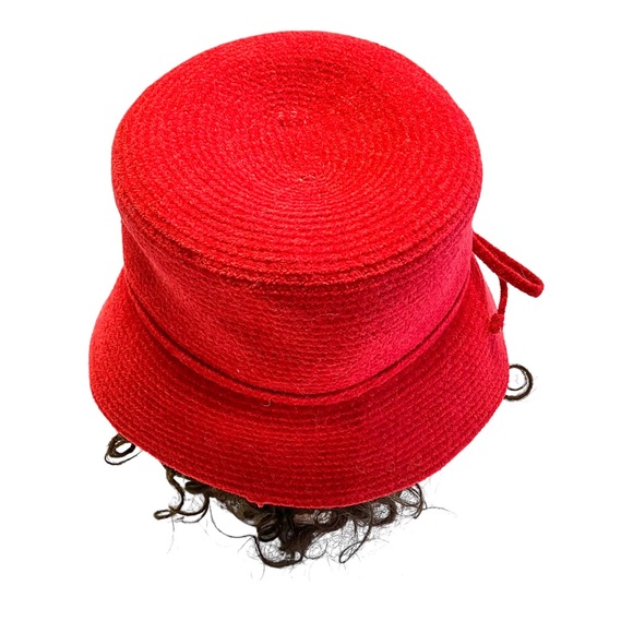 August Red Hat Cloche Millinery Womens Bucket Hat - Picture 3 of 6